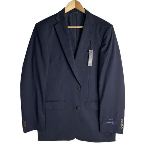 Joseph & Feiss Gold Classic Fit Sport Coat Mens 39L Navy 100% Wool NWT $299
